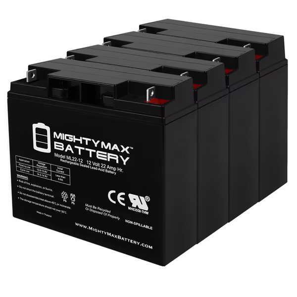 12V 22AH Compatible Battery for APC SmartUPS RBC11, RBC5 UPS - 4 Pack, Mighty Max Battery, Mfr#: ML22-12MP4192